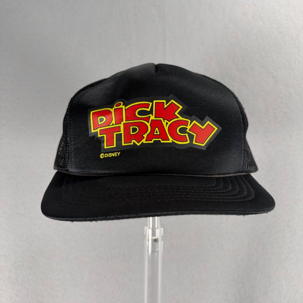 Vintage 1990 Disney Dick Tracy Movie Promo Black Mesh Trucker Hat Snapback